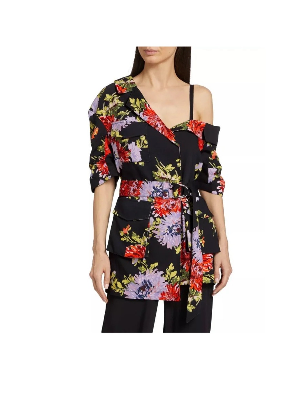 Cinq à Sept Katie Floral Wrap Jacket Dark Chrysanthemum sz 0 NWT❗️missing belt❗️